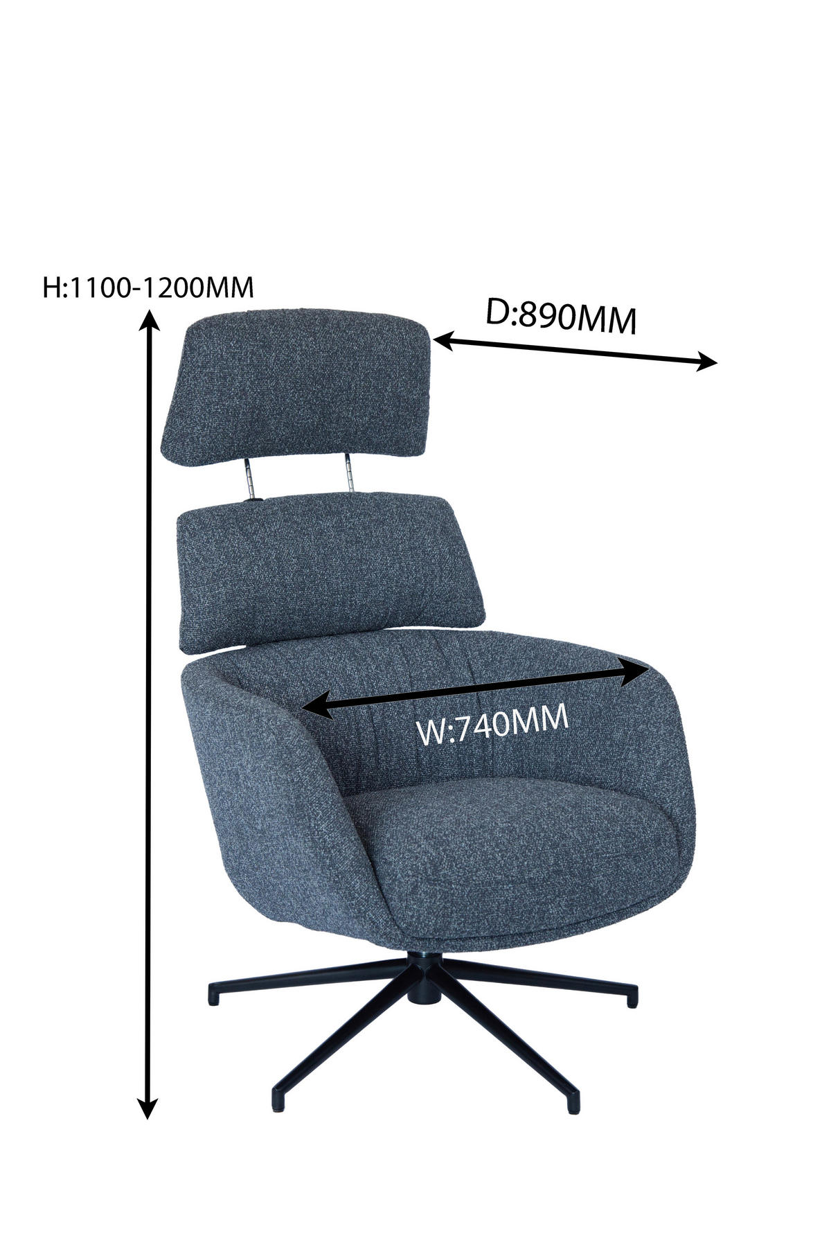 RELAXSESSELSET Webstoff Hocker, Kopfteilverstellung    - Schwarz/Grau, Design, Textil/Metall (73/110/87cm) - Dieter Knoll