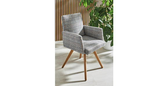 ARMLEHNSTUHL in Flachgewebe - Blau/Eichefarben, Design, Holz/Textil (56/92/60cm) - Dieter Knoll