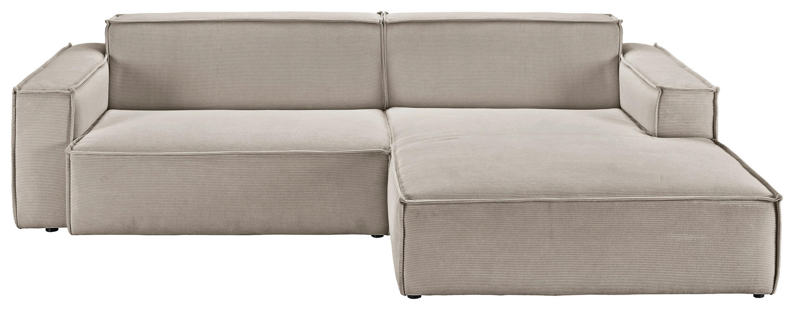 ECKSOFA in Feincord Sandfarben  - Sandfarben/Schwarz, Konventionell, Kunststoff/Textil (276/168cm) - Hom`in