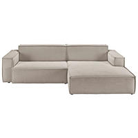 ECKSOFA in Feincord Sandfarben  - Sandfarben/Schwarz, Konventionell, Kunststoff/Textil (276/168cm) - Hom`in