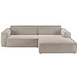 ECKSOFA in Feincord Sandfarben  - Sandfarben/Schwarz, KONVENTIONELL, Kunststoff/Textil (276/168cm) - Hom`in