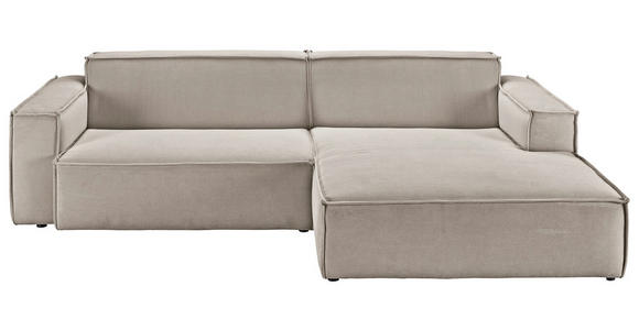 ECKSOFA in Feincord Sandfarben  - Sandfarben/Schwarz, KONVENTIONELL, Kunststoff/Textil (276/168cm) - Hom`in