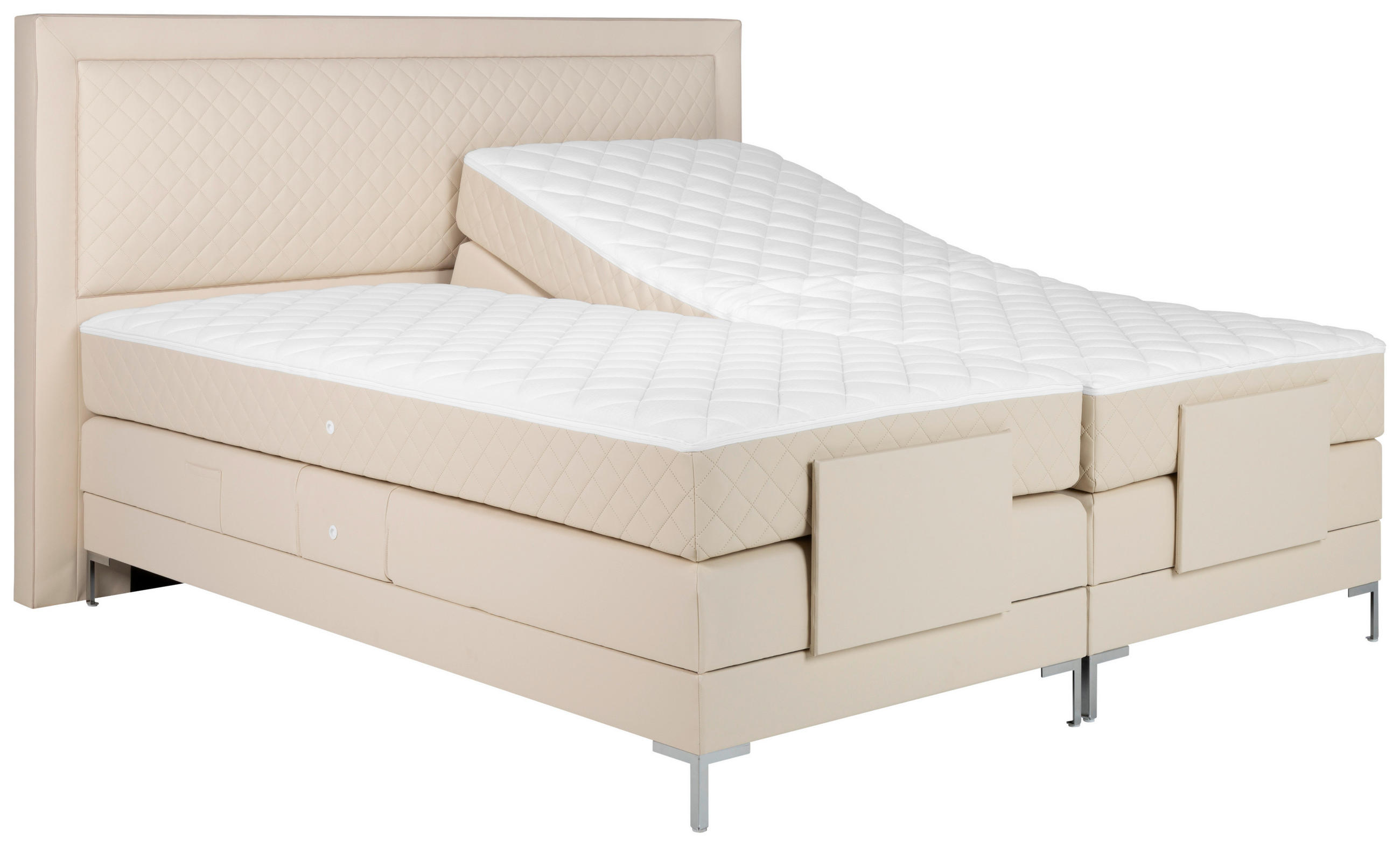 BOXSPRINGBETT 180/200 cm  in Beige  - Beige/Alufarben, Design, Textil/Metall (180/200cm) - Welnova