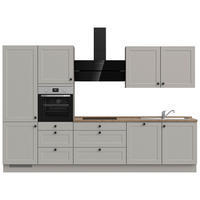 KÜCHENBLOCK 330 cm   in Grau, Eiche dunkel  - Eiche dunkel/Schwarz, MODERN, Holzwerkstoff/Metall (330cm) - Nobilia