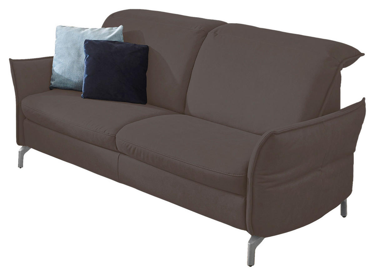 2,5-SITZER in Lederlook (vegan) Grau  - Grau/Nickelfarben, MODERN, Textil/Metall (185/89/109cm) - Livetastic