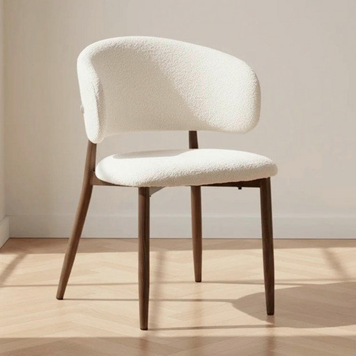 STUHL-SET 2 Stück  in Stahl Bouclé Metall, Textil  - Elfenbein, MODERN, Textil/Metall (54/79/54cm) - Livetastic