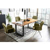 TISCHGRUPPE Grün, Cognac  - Cognac/Silberfarben, MODERN, Holz/Textil (160/85/77cm) - Livetastic