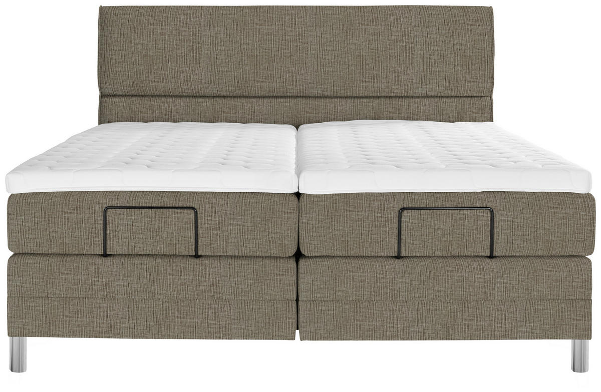 BOXSPRINGBETT 160/200 cm  in Hellbraun  - Chromfarben/Hellbraun, KONVENTIONELL, Kunststoff/Textil (160/200cm) - Voleo