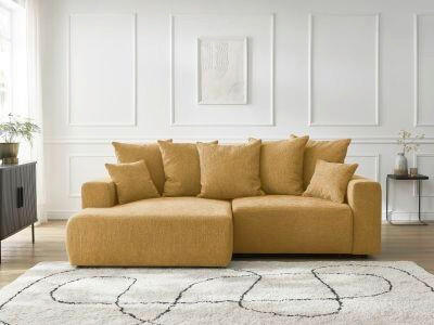ECKSOFA Ottomane links  ATILLA Gelb Struktur  - Gelb/Schwarz, MODERN, Kunststoff/Textil (149/244cm)