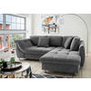 ECKSOFA Dunkelgrau Mikrofaser  - Chromfarben/Dunkelgrau, Design, Textil (250/190cm) - Livetastic