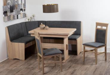 ECKBANKGRUPPE Mikrofaser Sonoma Eiche, Grau  - Grau/Sonoma Eiche, KONVENTIONELL, Holz/Textil (165/89/125cm) - MID.YOU