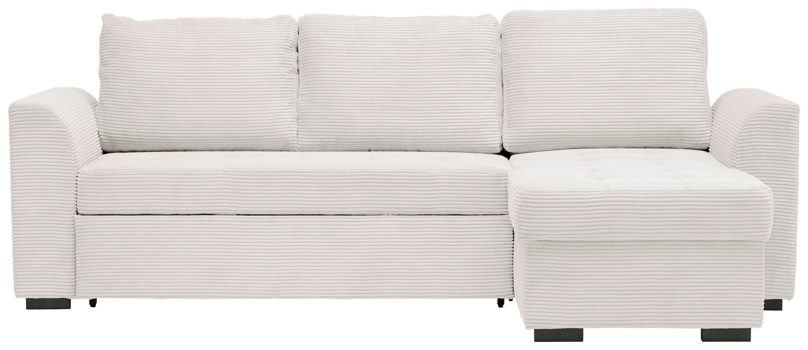 ECKSOFA Creme Cord, Velours  - Creme/Schwarz, Design, Kunststoff/Textil (243/155cm) - Xora