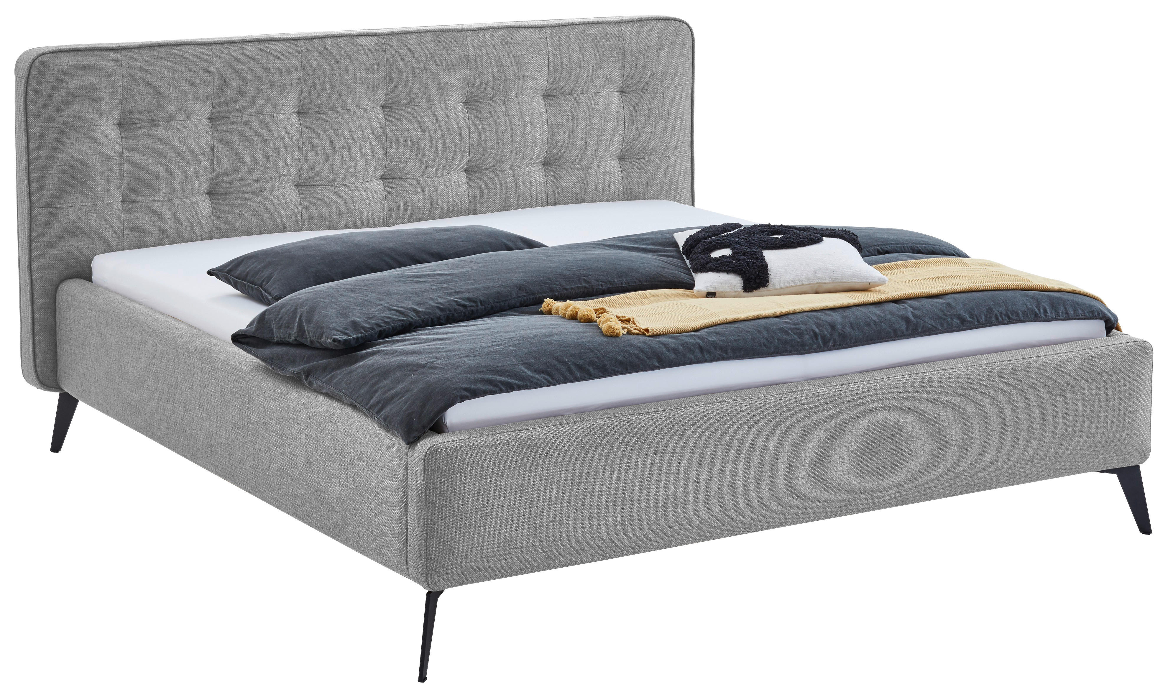 POLSTERBETT 180/200 cm  in Hellgrau  - Hellgrau/Schwarz, Design, Textil/Metall (180/200cm) - Lomoco