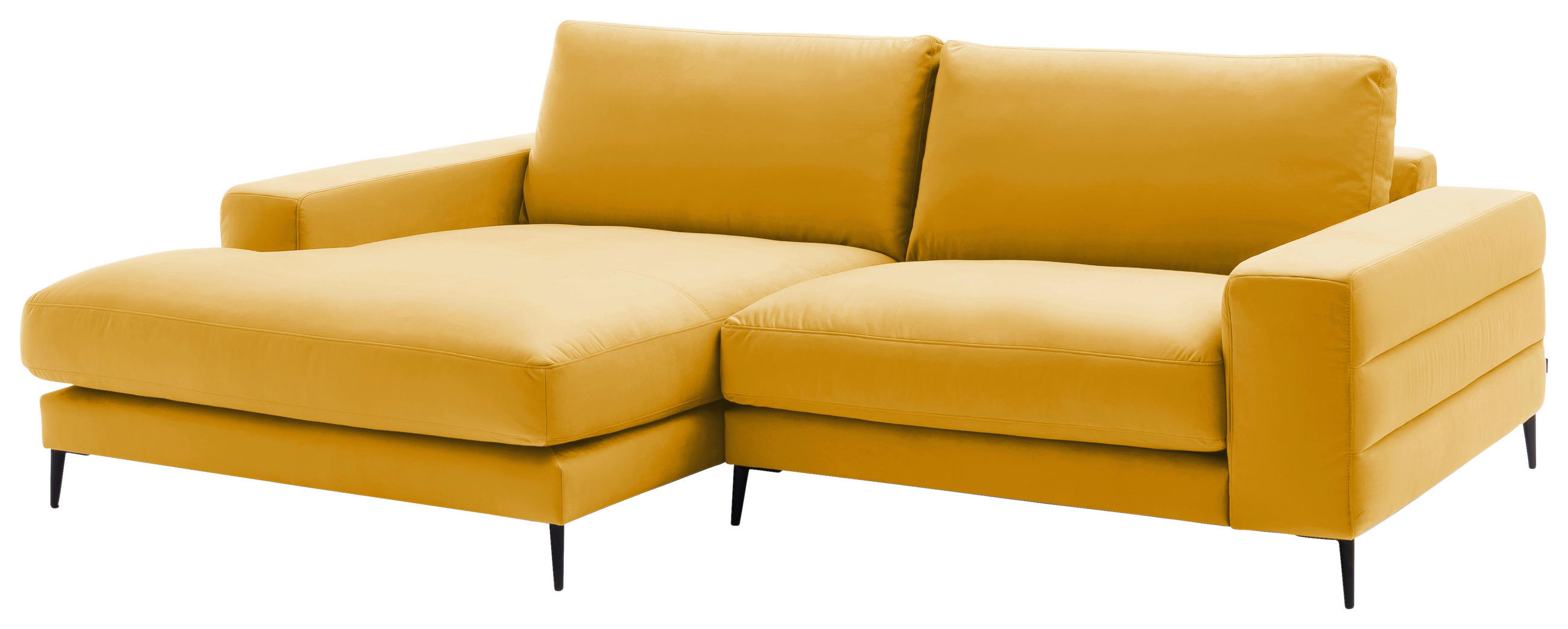 ECKSOFA in Velours Currygelb  - Currygelb/Schwarz, Design, Textil/Metall (177/253cm) - Dieter Knoll