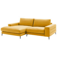 ECKSOFA in Velours Currygelb  177/253 cm  - Currygelb/Schwarz, Design, Textil/Metall (177/253cm) - Dieter Knoll