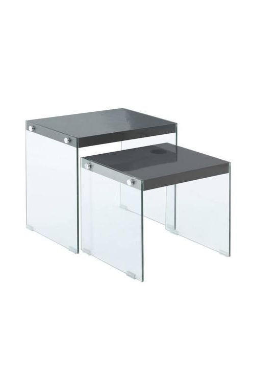 BEISTELLTISCHSET in Glas, Holzwerkstoff  - Klar/Schwarz, Basics, Glas/Holzwerkstoff - Kayoom