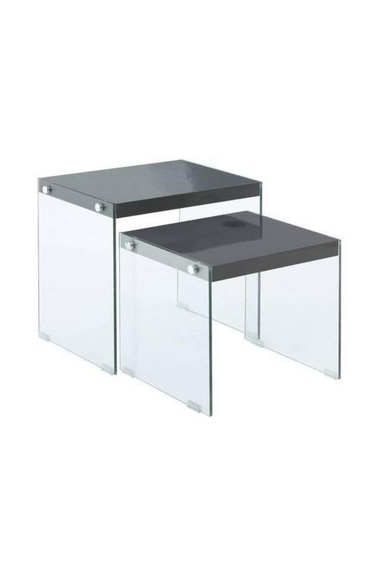 BEISTELLTISCHSET in Glas, Holzwerkstoff  - Klar/Schwarz, Basics, Glas/Holzwerkstoff - Kayoom