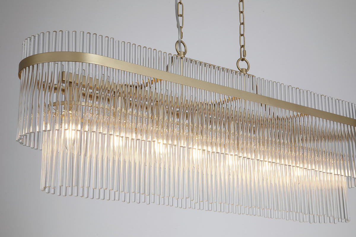PENDELLEUCHTE Lara 98/22/150 cm  - Klar/Goldfarben, Design, Glas/Metall (98/22/150cm)