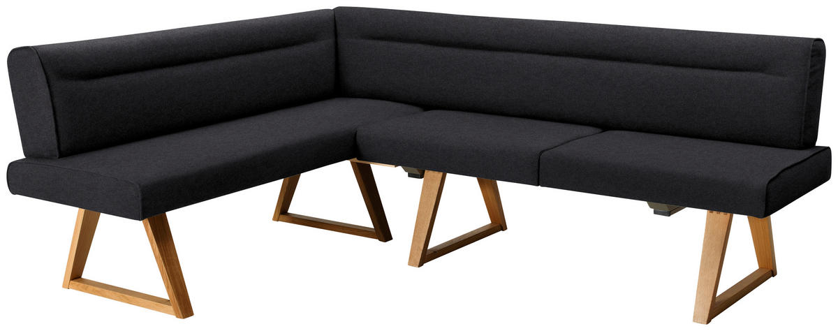 ECKBANK in Holz, Textil Schwarz, Eichefarben  - Eichefarben/Schwarz, Konventionell, Holz/Textil (170/230cm) - Moderano