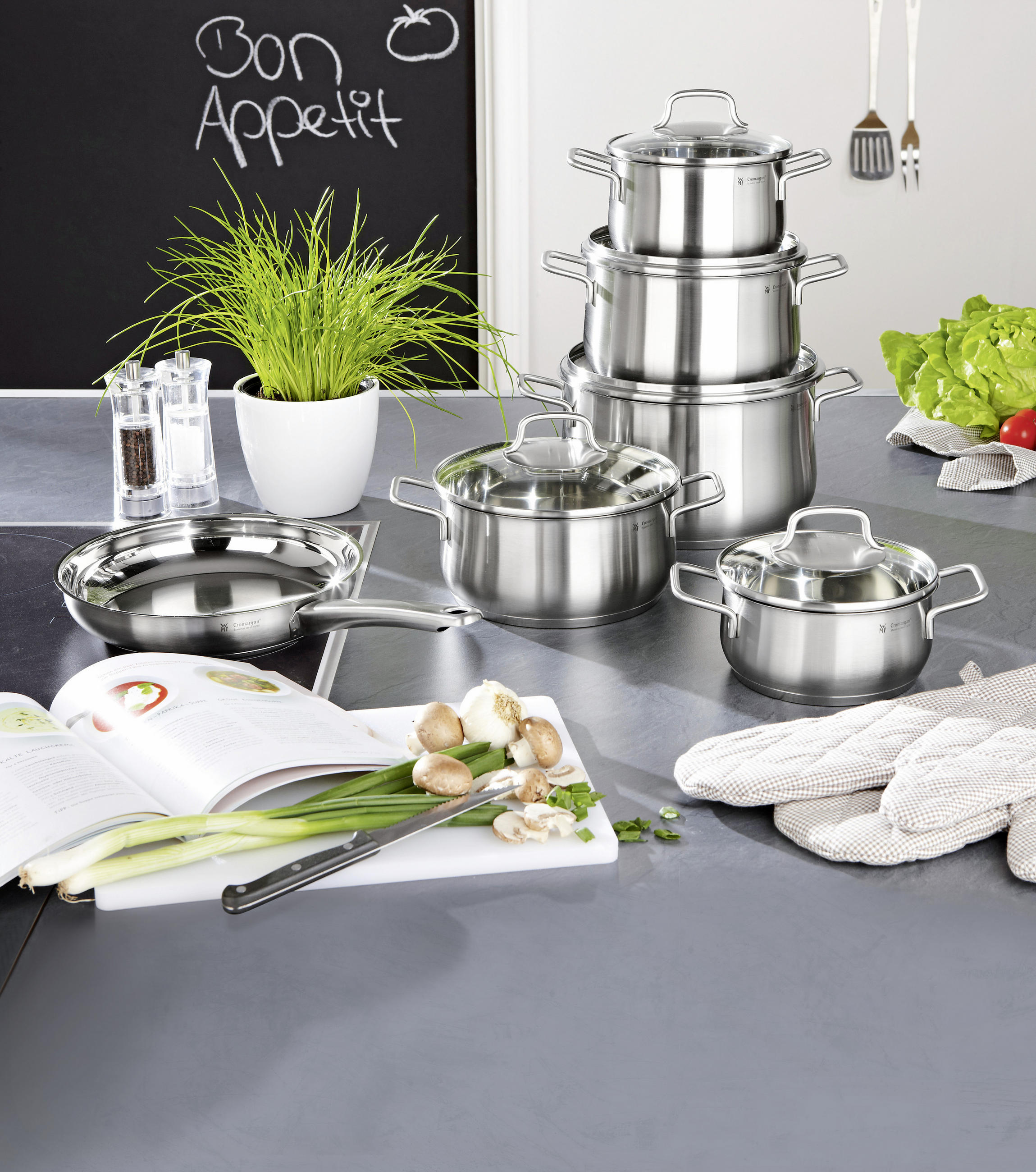 FŐZŐEDÉNYKÉSZLET 6 részes  - nemesacél/átlátszó, Design, Üveg/fém (9,63kg) - WMF