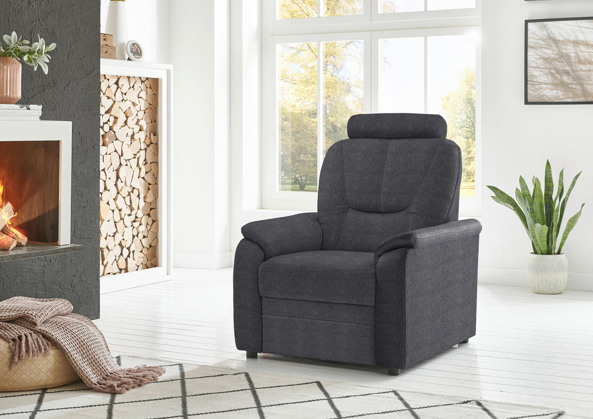 FERNSEHSESSEL Chenille Dunkelgrau  - Dunkelgrau/Schwarz, Konventionell, Kunststoff/Textil (90/96/89cm) - Beldomo Comfort