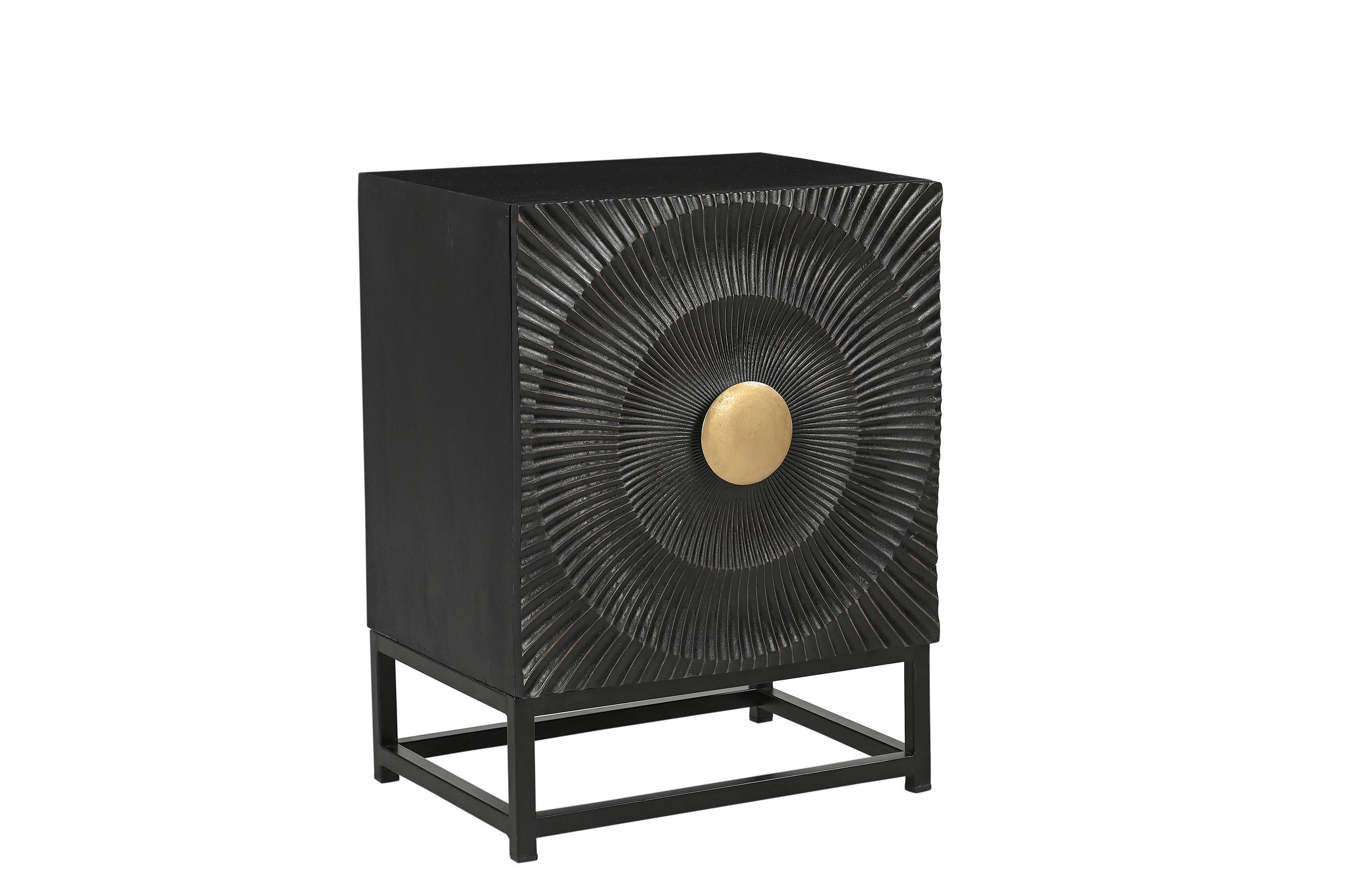 NACHTSCHRANK 45/60/35 cm Mangoholz massiv  - Goldfarben/Schwarz, Basics, Holz/Metall (45/60/35cm) - Livetastic