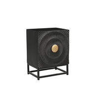 NACHTSCHRANK 45/60/35 cm Mangoholz massiv  - Goldfarben/Schwarz, Basics, Holz/Metall (45/60/35cm) - Livetastic