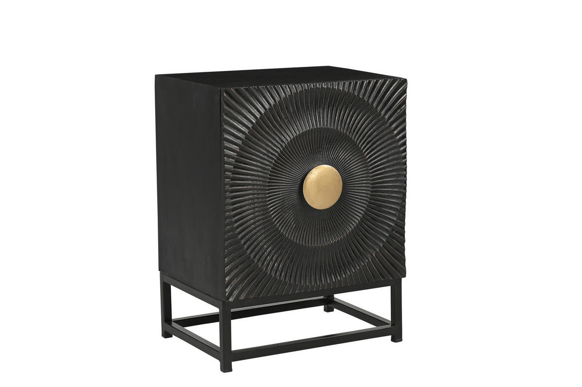 NACHTSCHRANK 45/60/35 cm Mangoholz massiv  - Goldfarben/Schwarz, Basics, Holz/Metall (45/60/35cm) - Livetastic