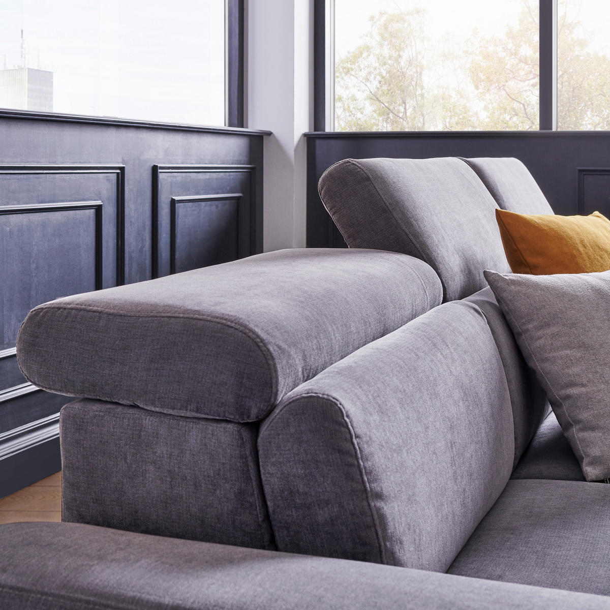 ECKSOFA in Webstoff Grau  - Silberfarben/Grau, Design, Textil/Metall (167/250cm) - Xora