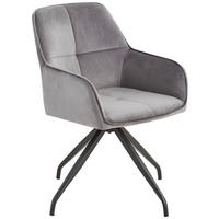 ARMLEHNSTUHL  in Eisen Samt  - Schwarz/Grau, MODERN, Holz/Textil (57/83,5/60cm) - Livetastic