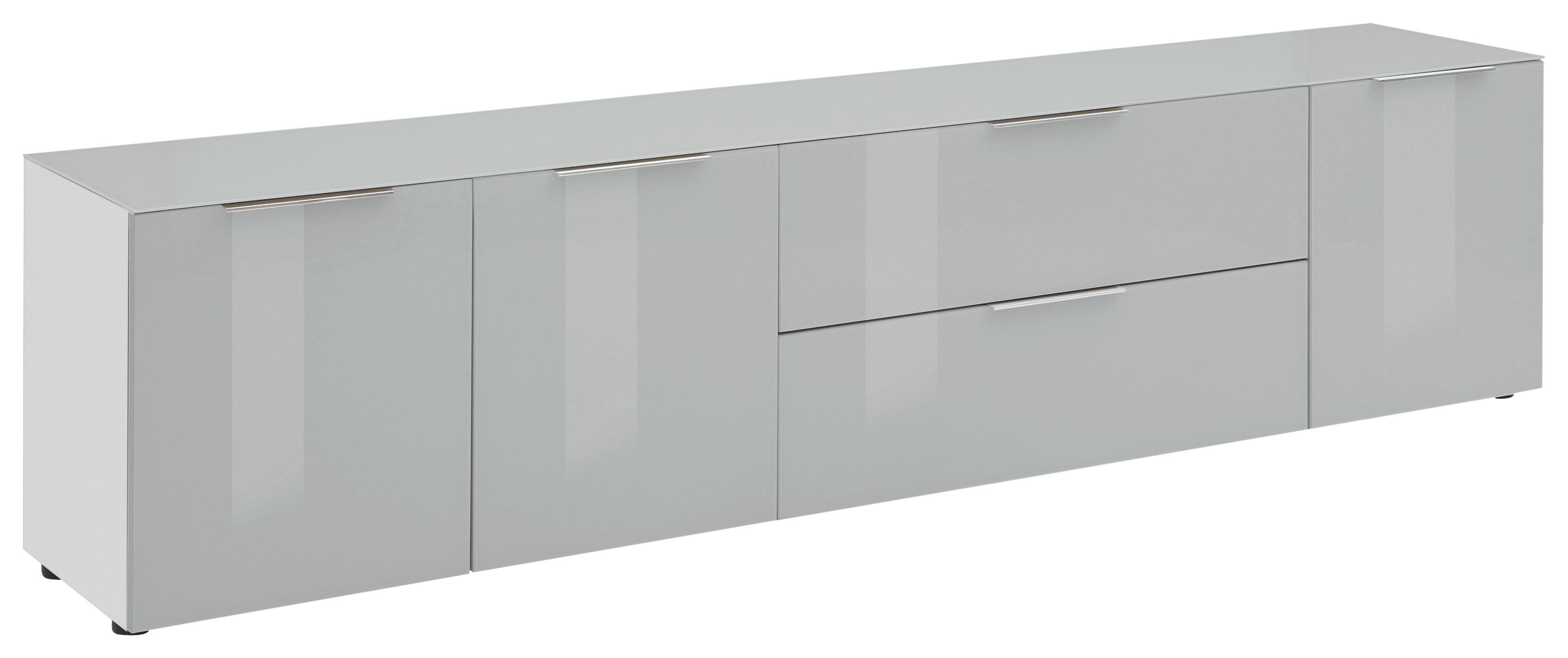 LOWBOARD Grau, Weiß  - Schwarz/Weiß, Design, Glas/Holzwerkstoff (225,5/53,9/40cm)