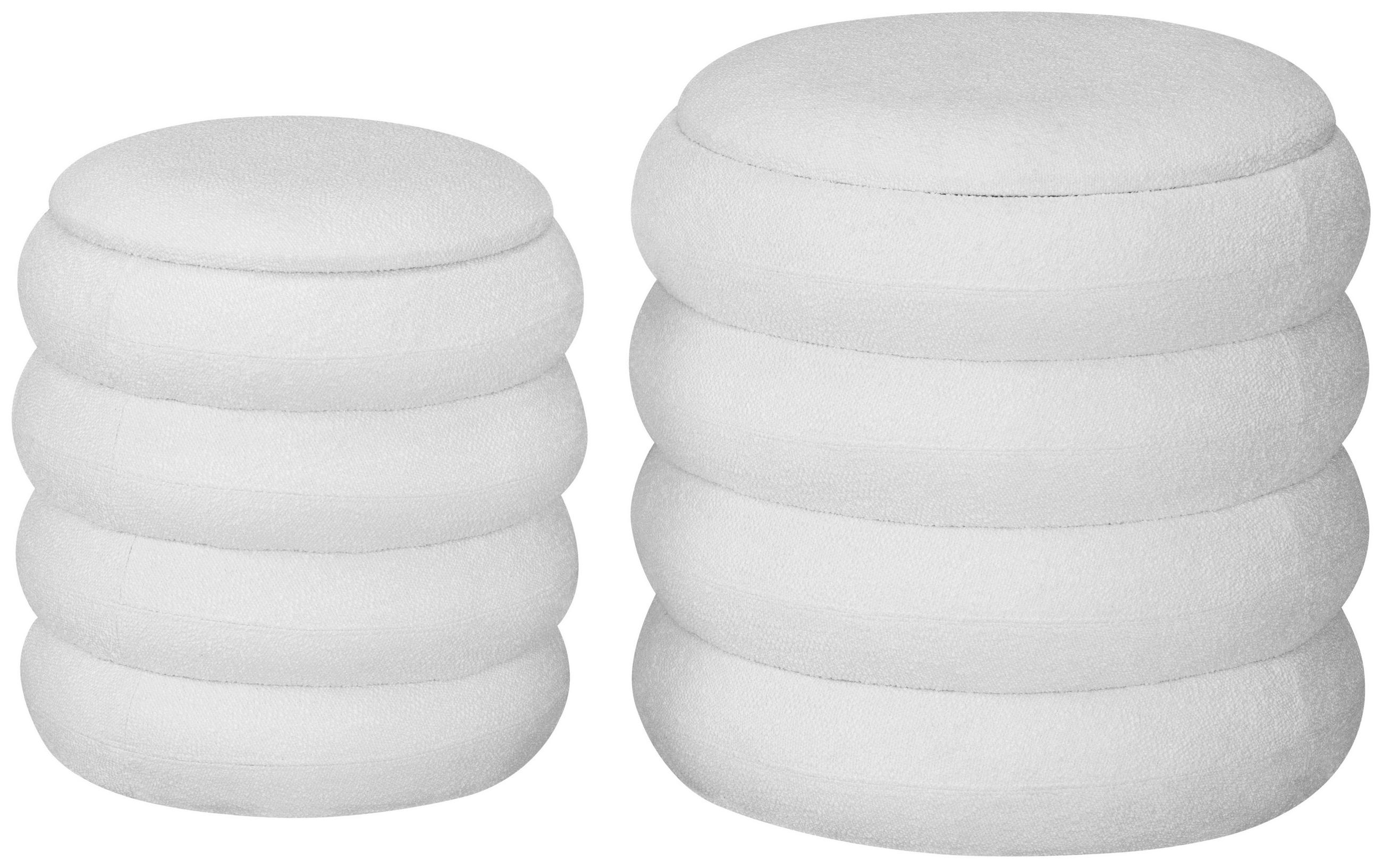 POUF in Weiß Textil, Holzwerkstoff Weiß  - Weiß, Design, Holzwerkstoff/Textil (44/35/44/38/44/35cm) - MID.YOU