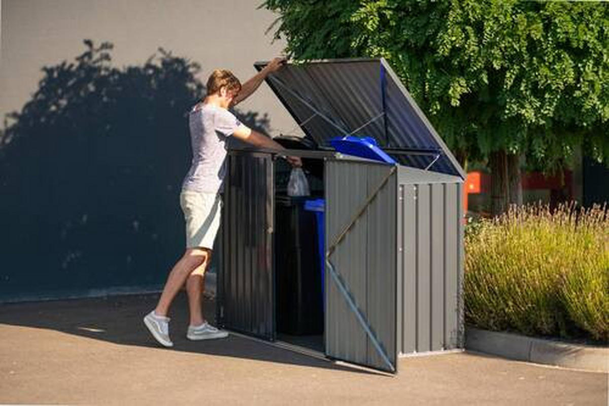 MÜLLTONNENBOX - Dunkelgrau, Basics, Metall (172/131/100cm) - Ambia Garden
