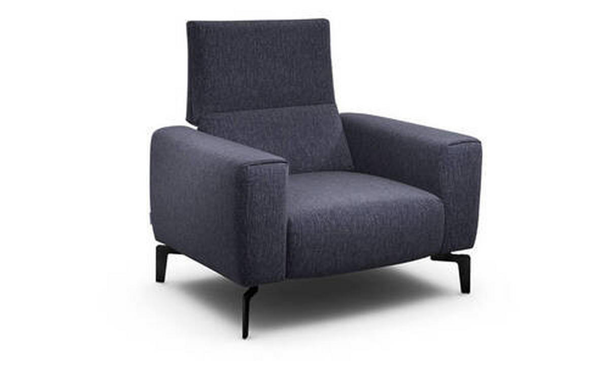 SESSEL in Chenille Blau  - Blau/Schwarz, Design, Textil/Metall (110/85/86-94cm) - SENSOO