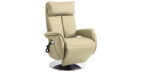 RELAXSESSEL in Leder Creme  - Edelstahlfarben/Creme, KONVENTIONELL, Leder/Metall (78/113/81cm) - Cantus