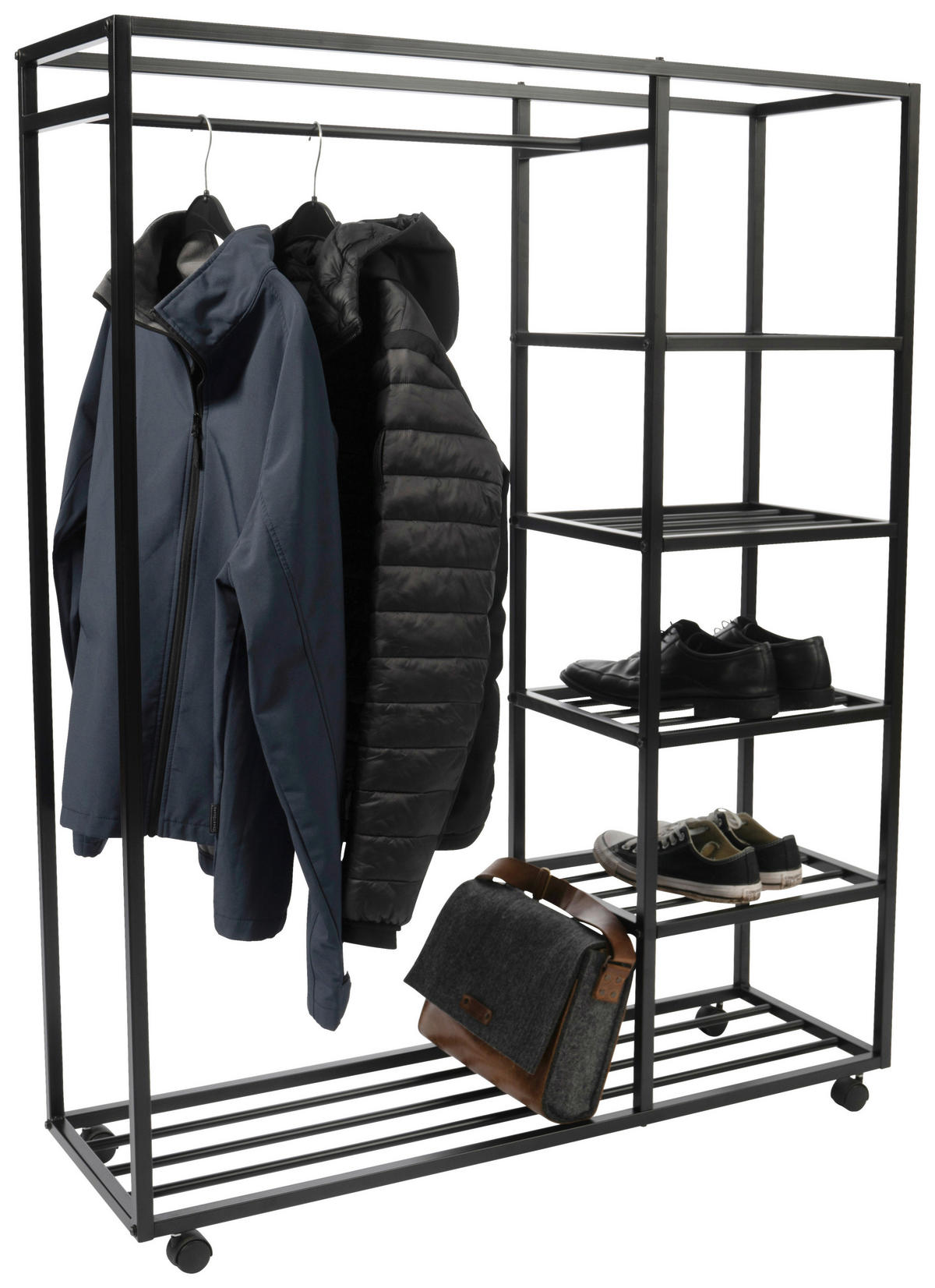 KLEIDERWAGEN in Schwarz 100/140/35 cm   - Schwarz, Basics, Kunststoff/Metall (100/140/35cm)