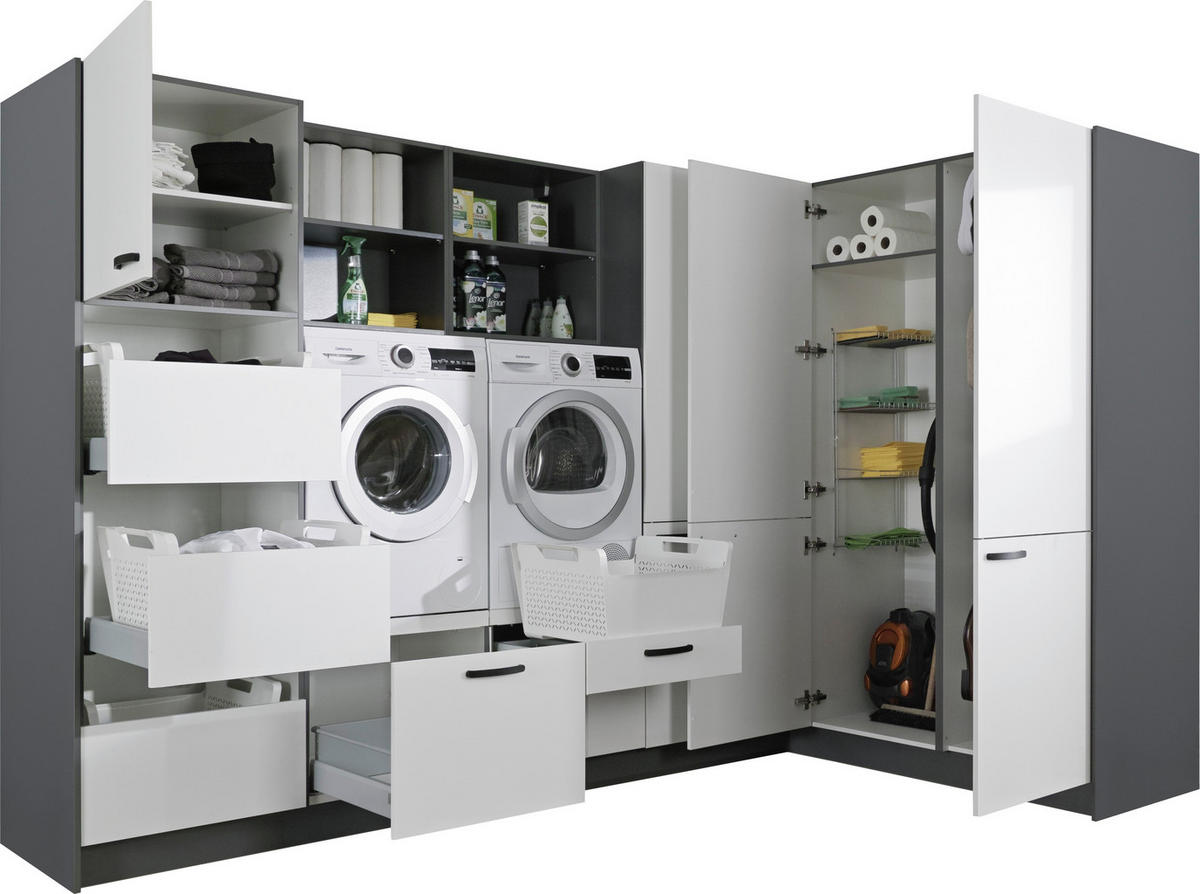 HAUSWIRTSCHAFTSRAUM  in Anthrazit, Weiß  - Anthrazit/Weiß, Basics, Holzwerkstoff (310/190cm) - Express