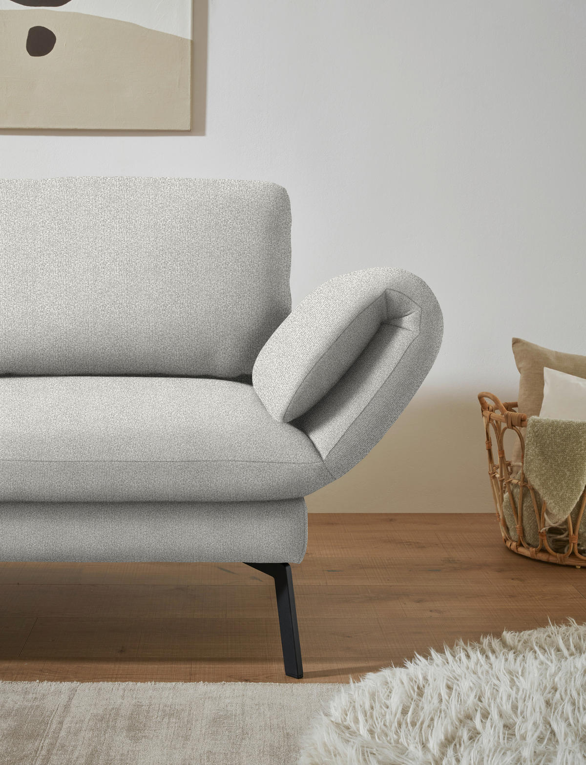 ECKSOFA  in Flachgewebe Silberfarben  175-224/255-365 cm  - Silberfarben/Schwarz, Design, Textil/Metall (175-224/255-365cm) - Dieter Knoll