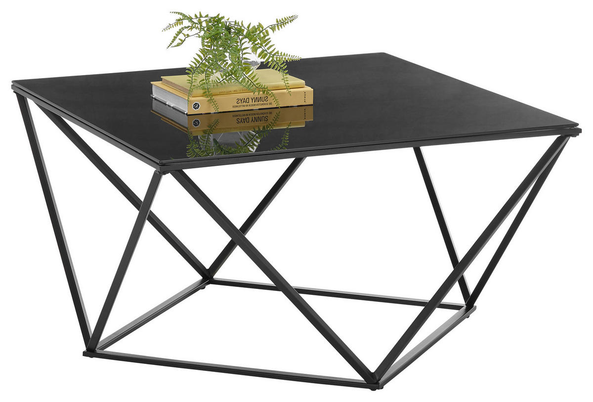 KONFERENČNÍ STOLEK, černá, kov, sklo, 80/80/45 cm - černá, Design, kov/sklo (80/80/45cm) - Boxxx