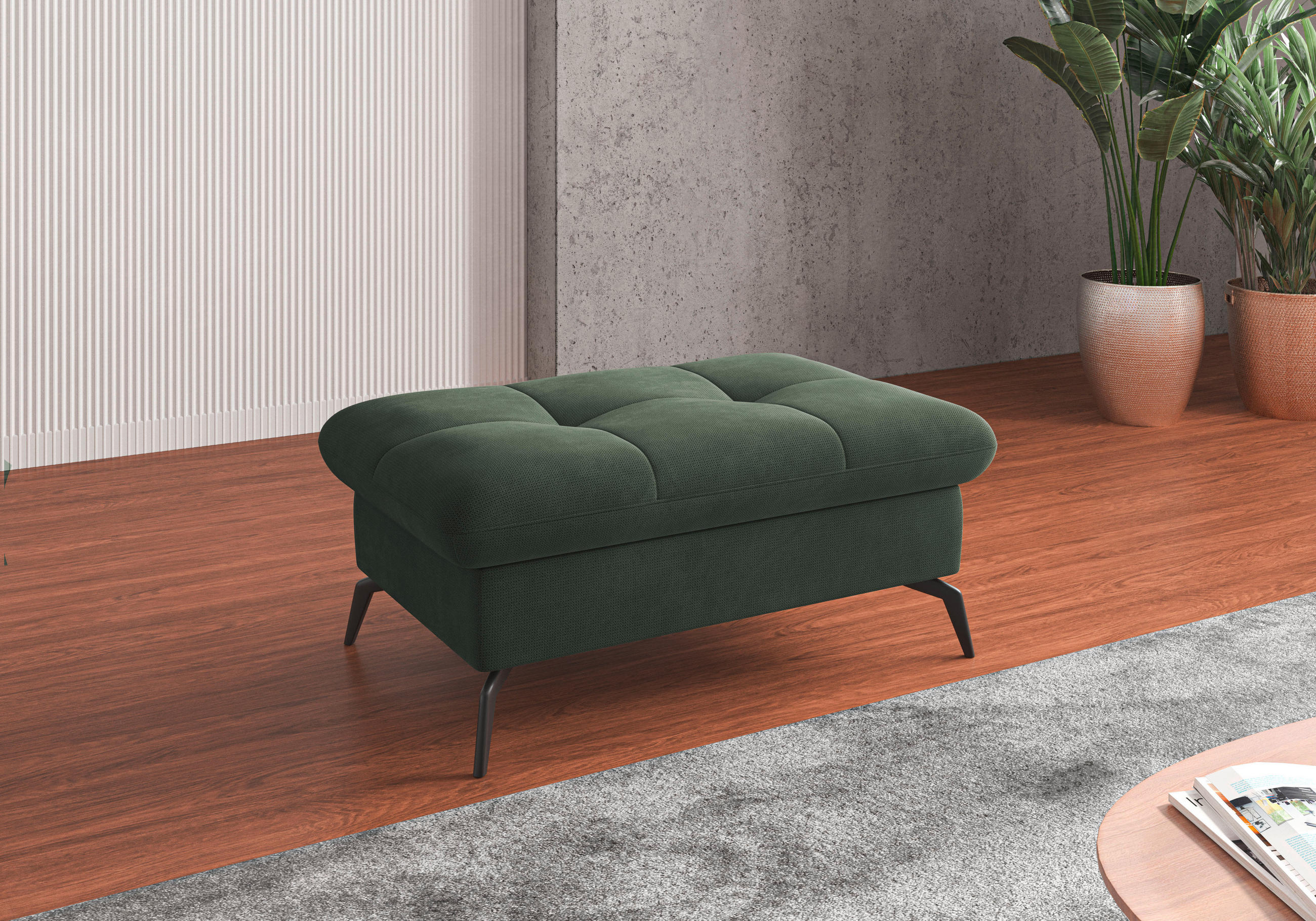 HOCKER in Textil Grün  - Schwarz/Grün, Konventionell, Textil/Metall (102/47/69cm) - Sit & More