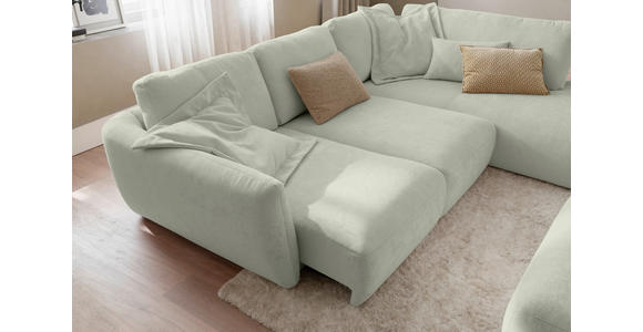 ECKSOFA  in Chenille Salbeigrün  307/224 cm  - Salbeigrün/Schwarz, KONVENTIONELL, Kunststoff/Textil (307/224cm) - Hom`in