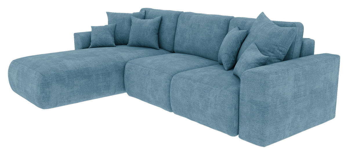 ECKSOFA in Samt Blau  195/293 cm  - Chromfarben/Blau, KONVENTIONELL, Kunststoff/Textil (195/293cm) - Carryhome