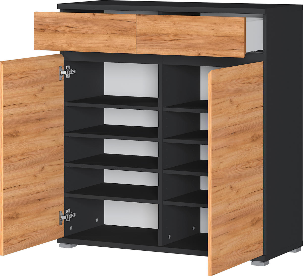 SCHUHSCHRANK Anthrazit, Eichefarben  - Eichefarben/Anthrazit, Design, Holzwerkstoff/Kunststoff (96/103/40cm)