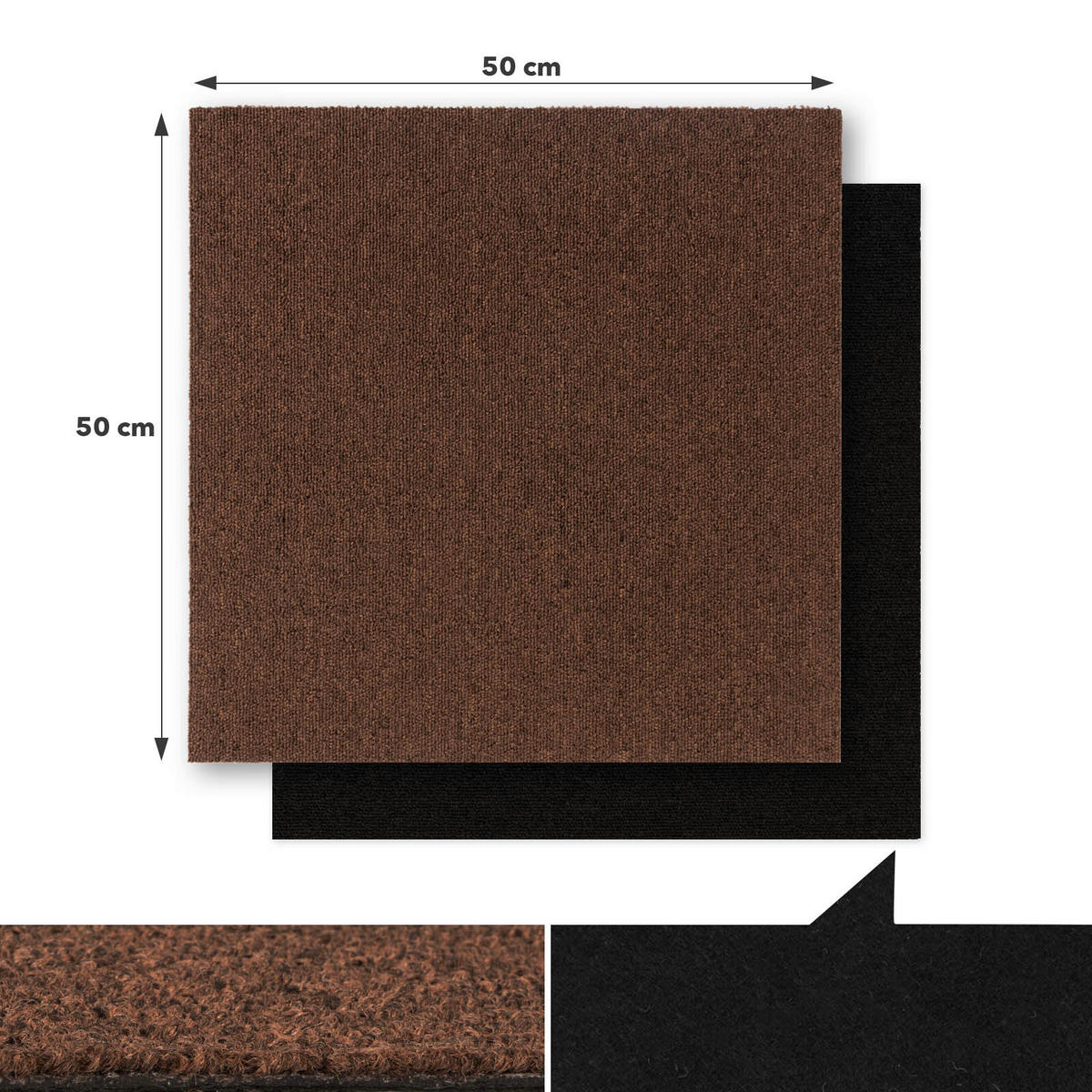 TEPPICHFLIESE - Dunkelbraun, Basics, Textil (50/50cm) - Esposa