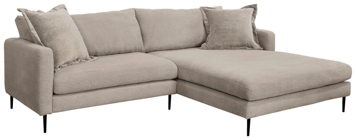 KOTNA ZOFA, rebrasti žamet svetlo rjava  - svetlo rjava/črna, Design, kovina/tekstil (268/193cm) - P & B