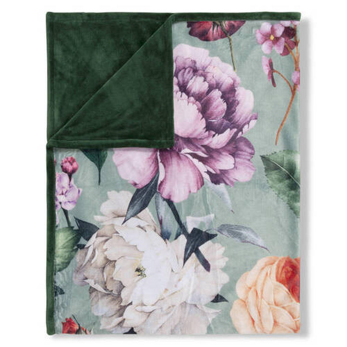 PLAID Fiori 130/160 cm  - Jadegrün/Mauve, Design, Textil (130/160cm)