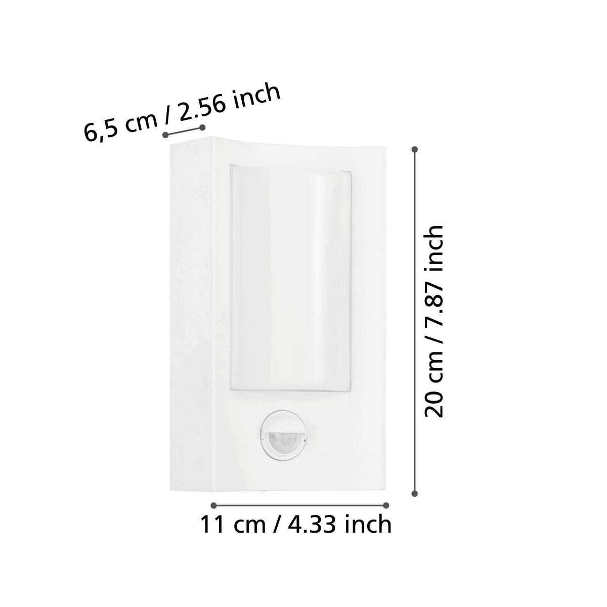 AUßENWANDLEUCHTE 11/6,5/19 cm   - Weiß, Design, Kunststoff/Metall (11/6,5/19cm) - Eglo