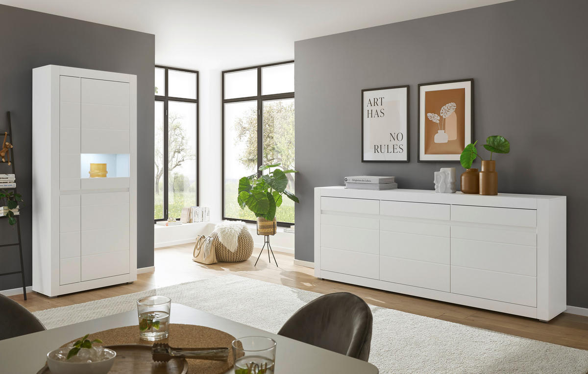 SIDEBOARD  217/90/42 cm 3 Schublade(n)  - Eichefarben/Weiß, Design, Holzwerkstoff (217/90/42cm) - MID.YOU