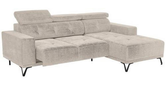 ECKSOFA in Chenille Naturfarben  - Schwarz/Naturfarben, KONVENTIONELL, Textil/Metall (264/178cm) - Hom`in