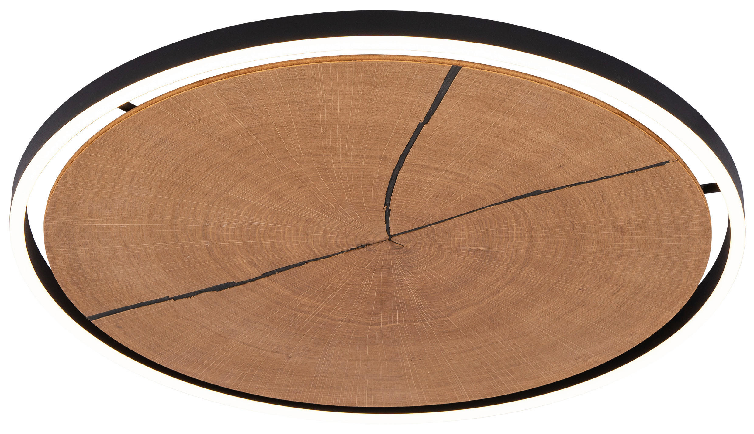 LED-DECKENLEUCHTE Hirnholz 40/5 cm   - Eichefarben, Natur, Holz/Metall (40/5cm) - Waldwelt